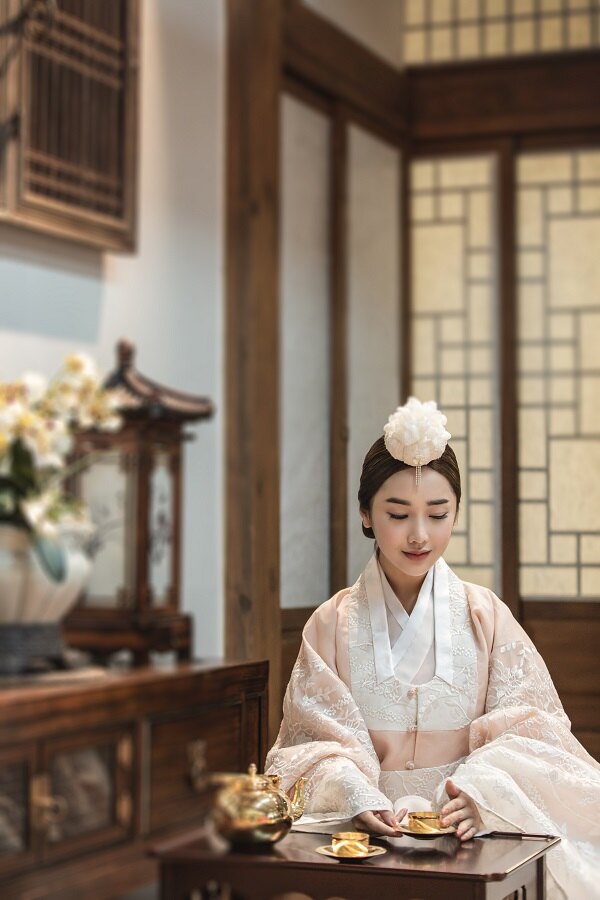 연분홍 폐백 신부한복